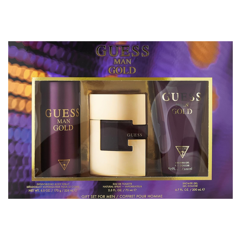 GUESS Gold Gift Set EDT 75ml + 200ml Shower Gel + 226ml Body Spray