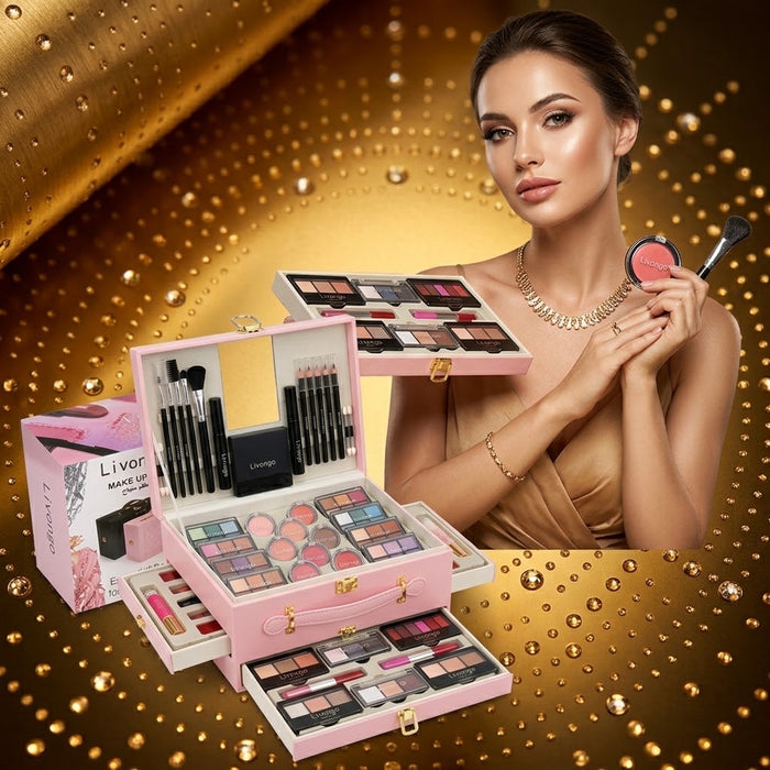 120 Pcs All-in-One  Beauty Makeup Kit for Women – Pink Carry Case