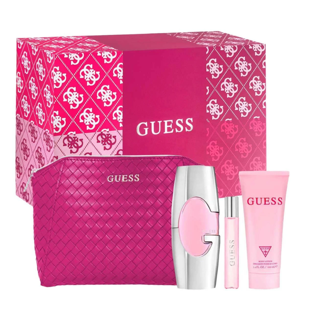 GUESS Woman Eau de Parfum 4-Piece Gift Set – Perfume, Body Lotion & Pouch