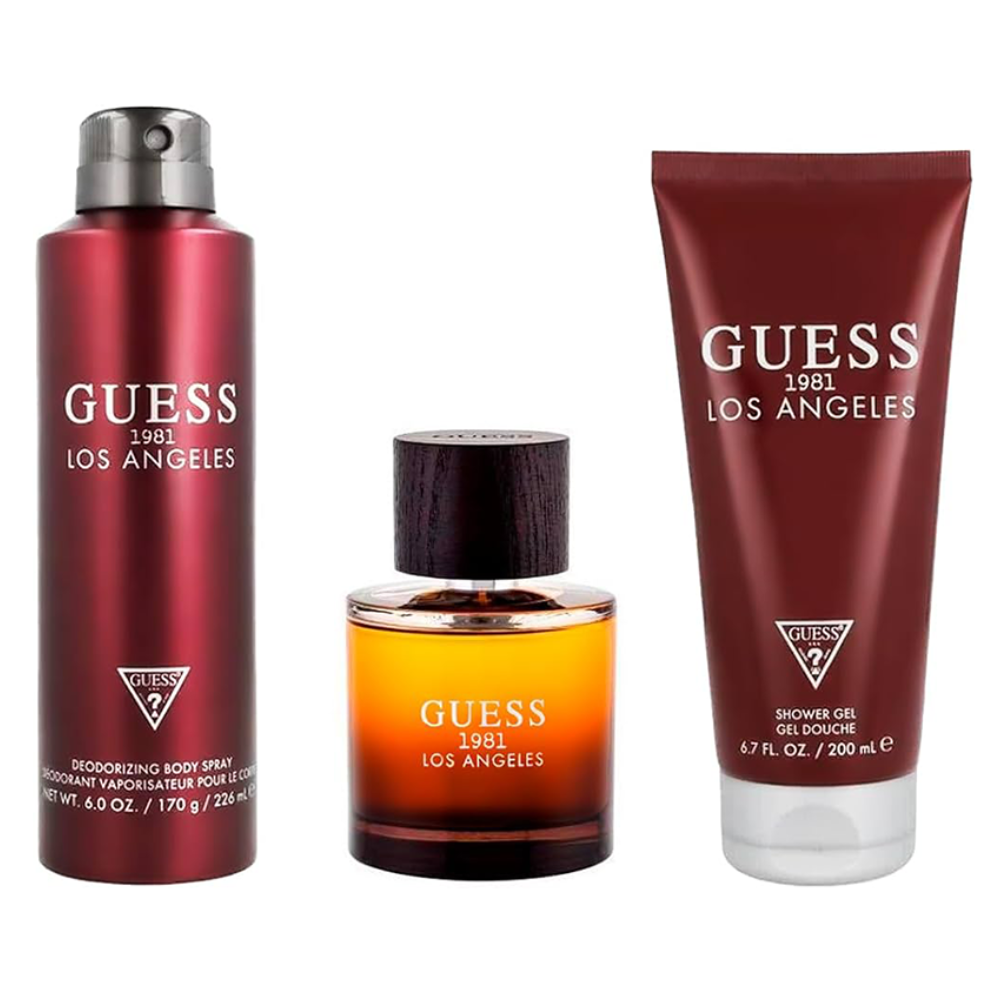 Guess 1981 Los Angeles Eau de Toilette for Men Gift Set, 100ml EDT + 200ml Shower Gel + 226ml Body Spray