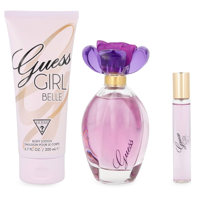 GUESS Girl Belle Eau de Toilette Gift Set for Women, 100ml EDT + 15ml Travel Spray + 200ml Body Lotion